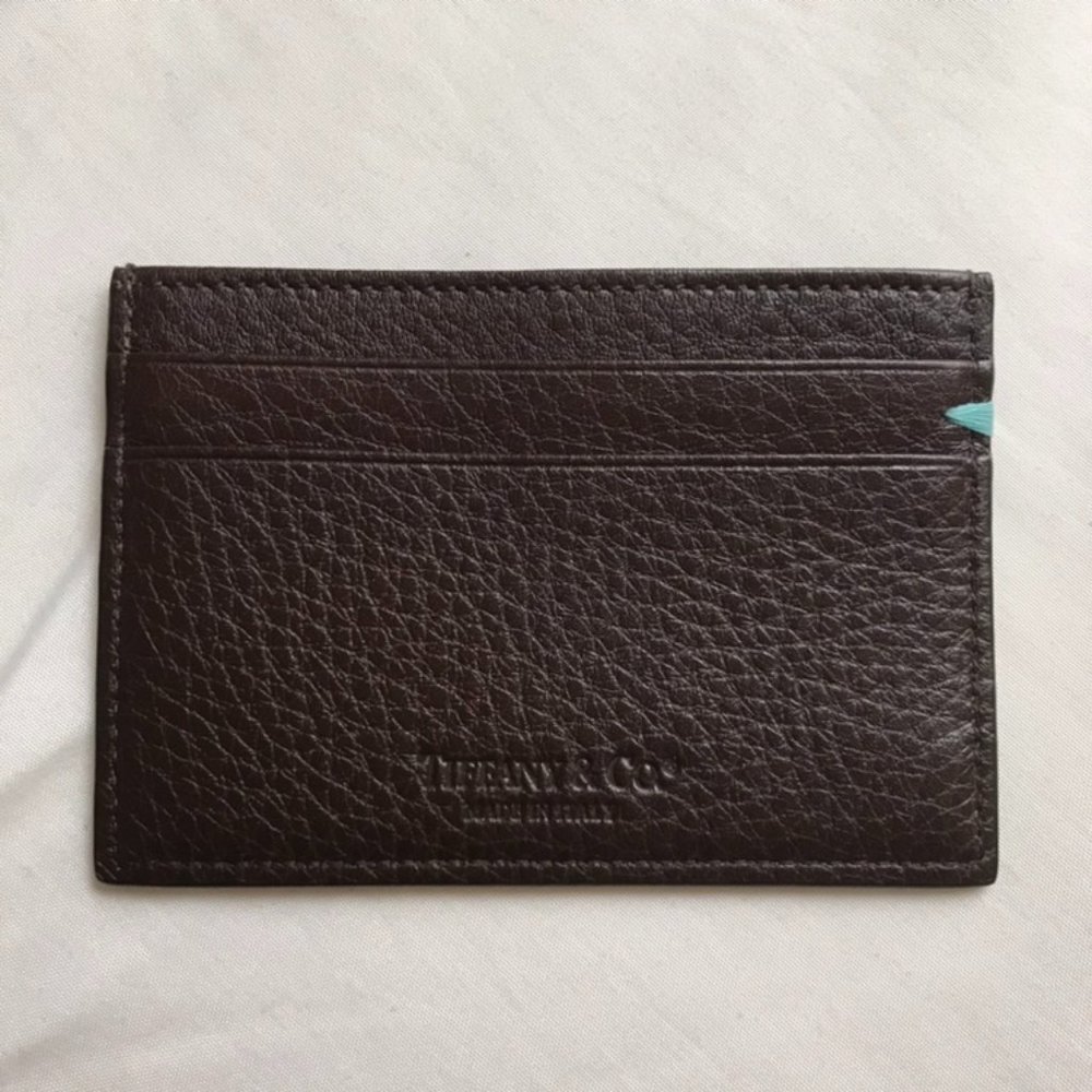 Tiffany & Co. Dark Brown Leather Card Wallet Holde
